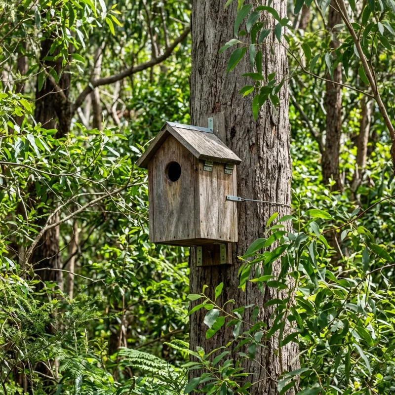 Animal nesting box installed as a humane alternative to a Parkville roof cavity