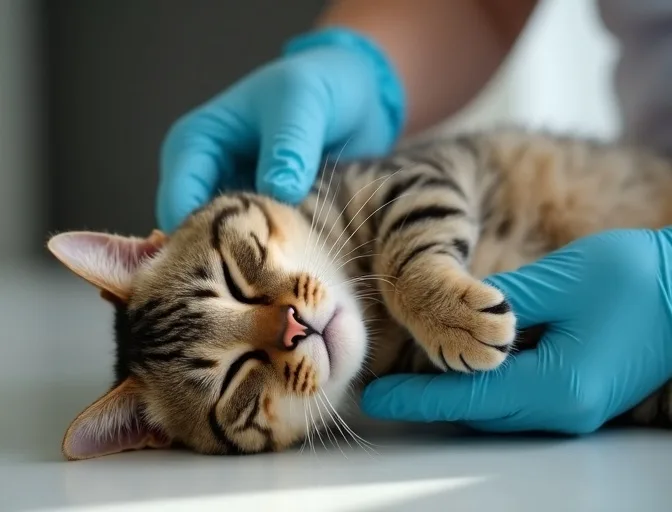 Specialist carefully handling a deceased cat with dignity in Parkville