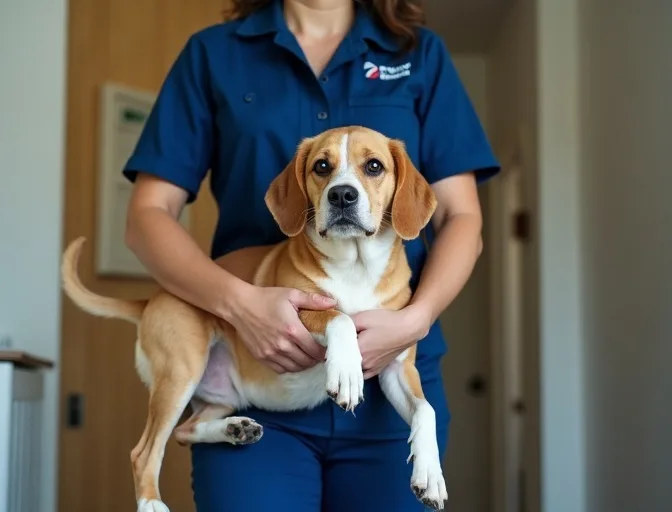 Technician respectfully transporting a deceased dog in Parkville